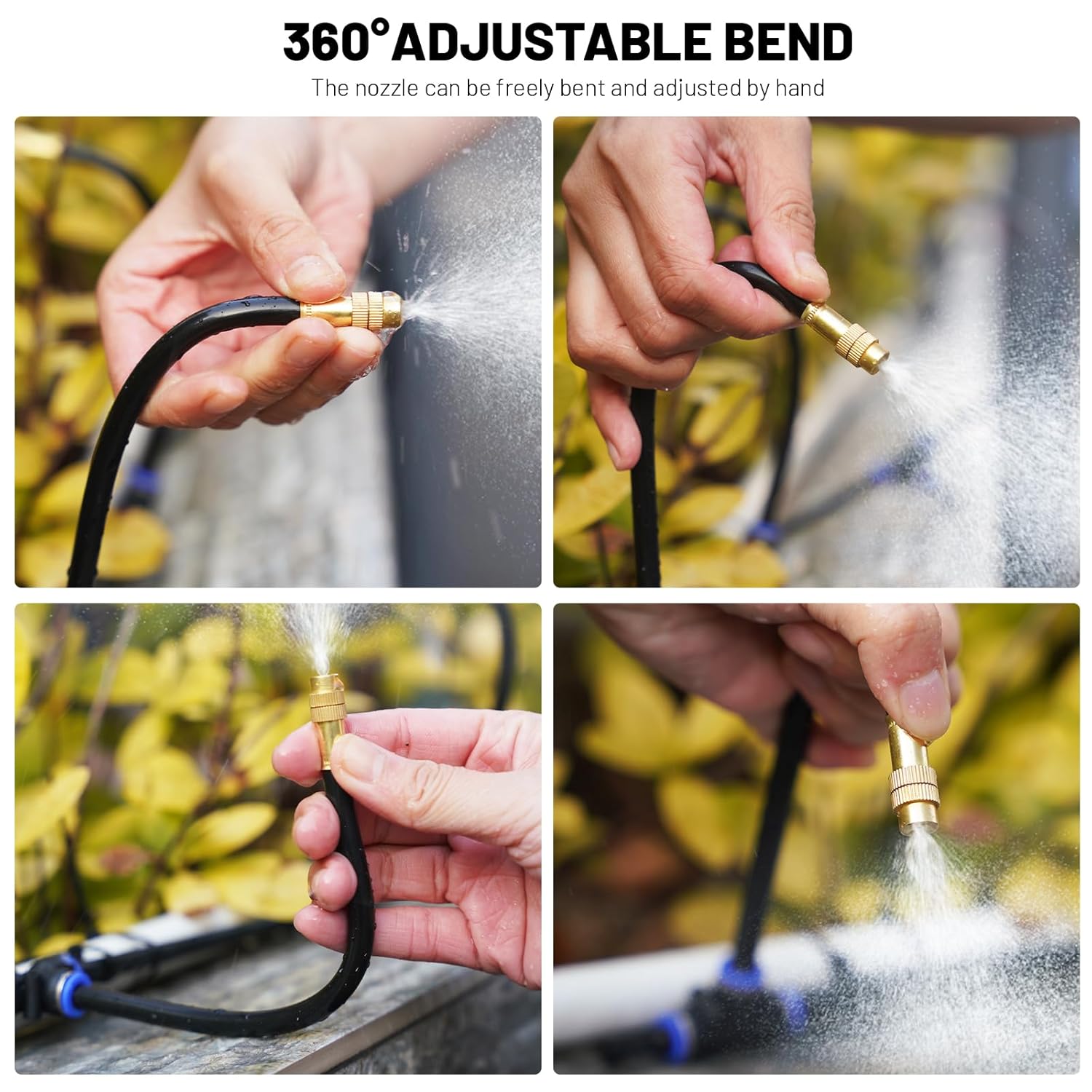 360° Adjustable Drip Irrigation System With 16 Nozzles | 50 Ft Automatic Watering System, Raised Bed Sprinkler Irrigation System, Garden Mister For Yard, Lawn, Plants, 5/16" Tubing