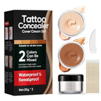 Tattoo Cover Up Makeup, 2-Color Waterproof & Sweatproof Concealer Set, Long-Lasting Camouflage for Body Tattoos, Imperfections & Spots, Natural Invisible Finish
