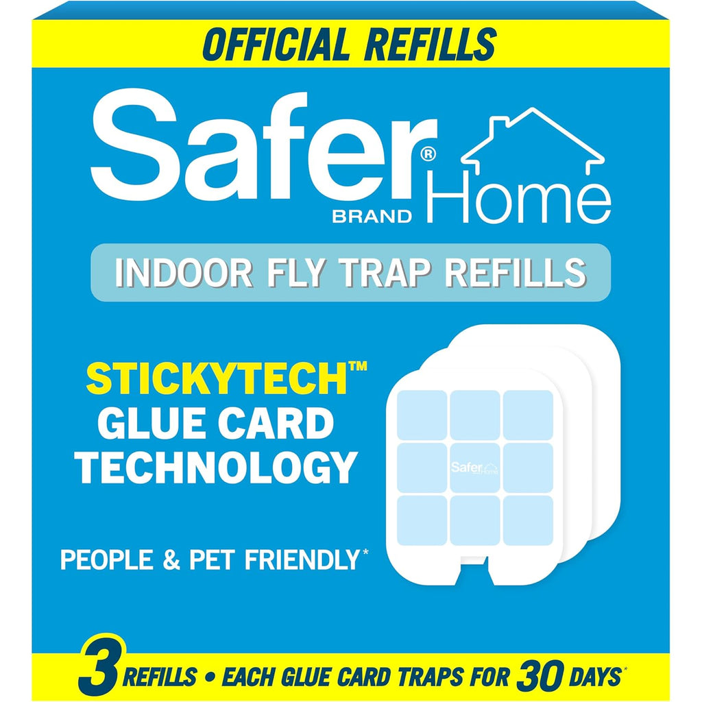 Safer Home Flying Insect Trap Official Refills | 3 Glue Card Refills For Plug-In Fruit Fly, Moth & Gnat Trap, Fruit Fly Killer, 24/7 Catch, Sh503