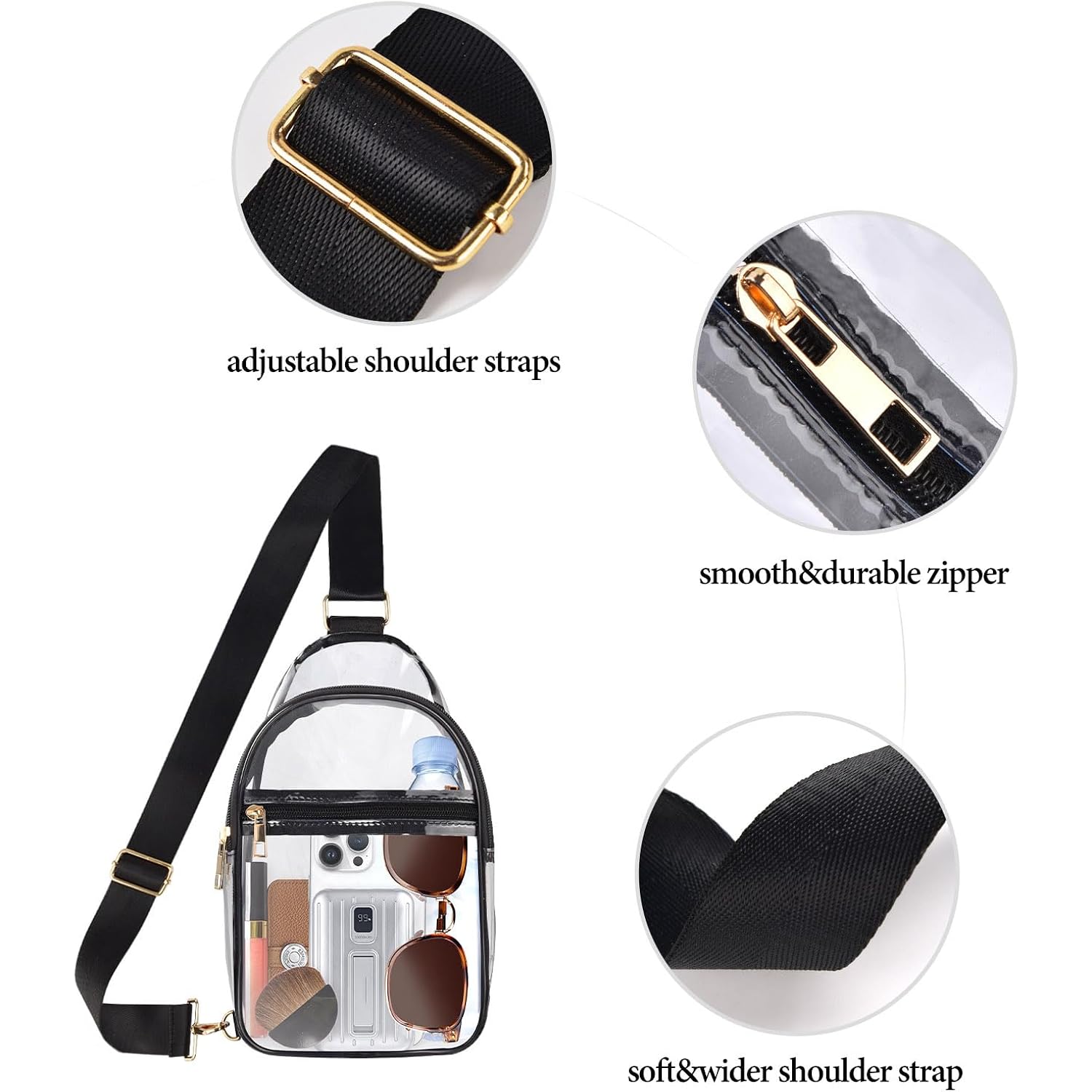Clear Bag Stadium Approved With Front Pocket,Clear Crossbody Purse Bag For Women Men For Concerts Sports Festivals