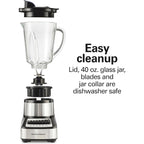 Hamilton Beach Wave Crusher Blender For Smoothies With 40 Oz Glass Jar and 14 Functions, Ice Sabre Blades & 700 Watts for Consistently Smooth Results, Black + Stainless Steel (54221)