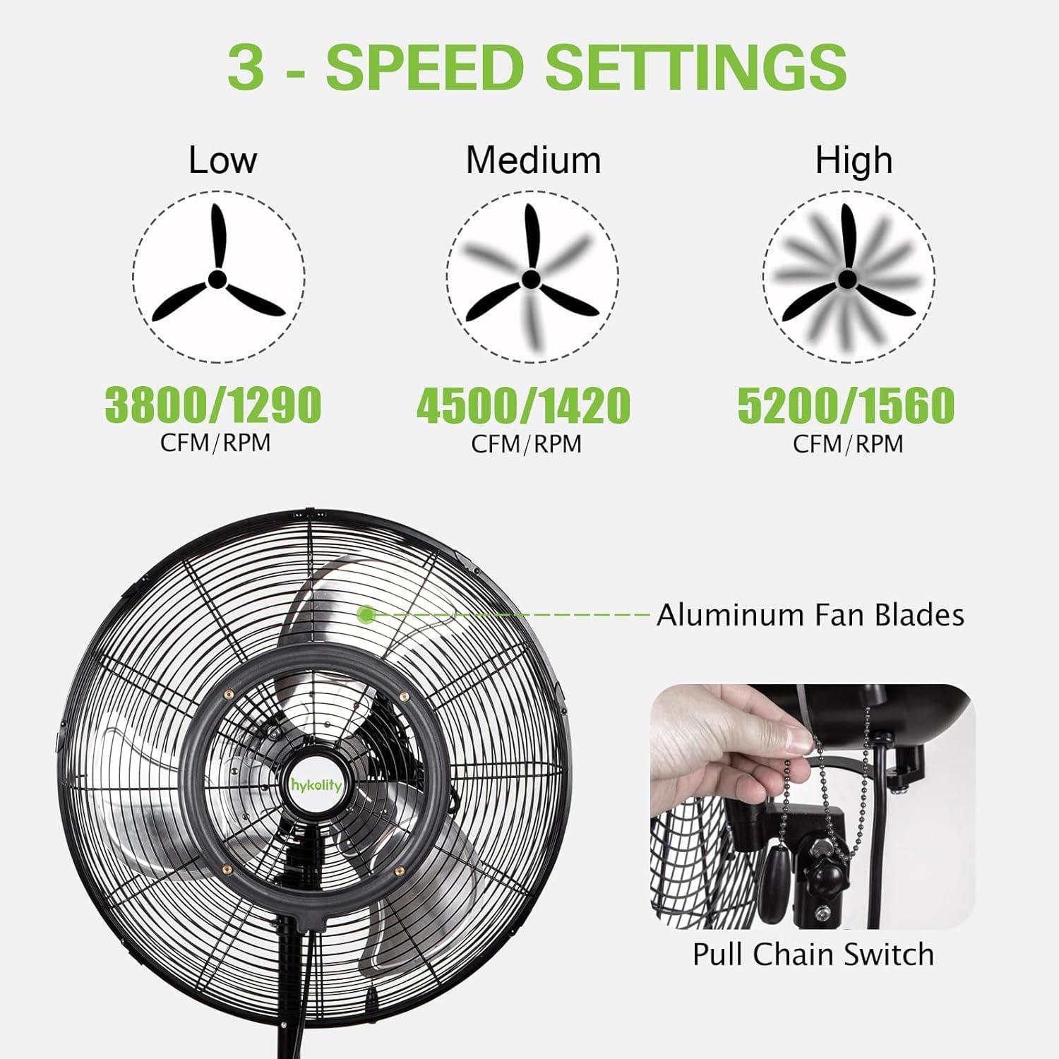 Hykolity 20" Outdoor Pedestal Oscillating Misting Fan, High-Velocity Patio Misting Fan With 3-Speed For Outside, Waterproof Tilting Fan With Mists For Outdoor Cooling