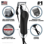 Wahl Usa Chrome Pro Corded Clipper Complete Haircutting Kit For Men – Powerful Total Hair Clipping, Beard Trimming, & Grooming - Model 3024635