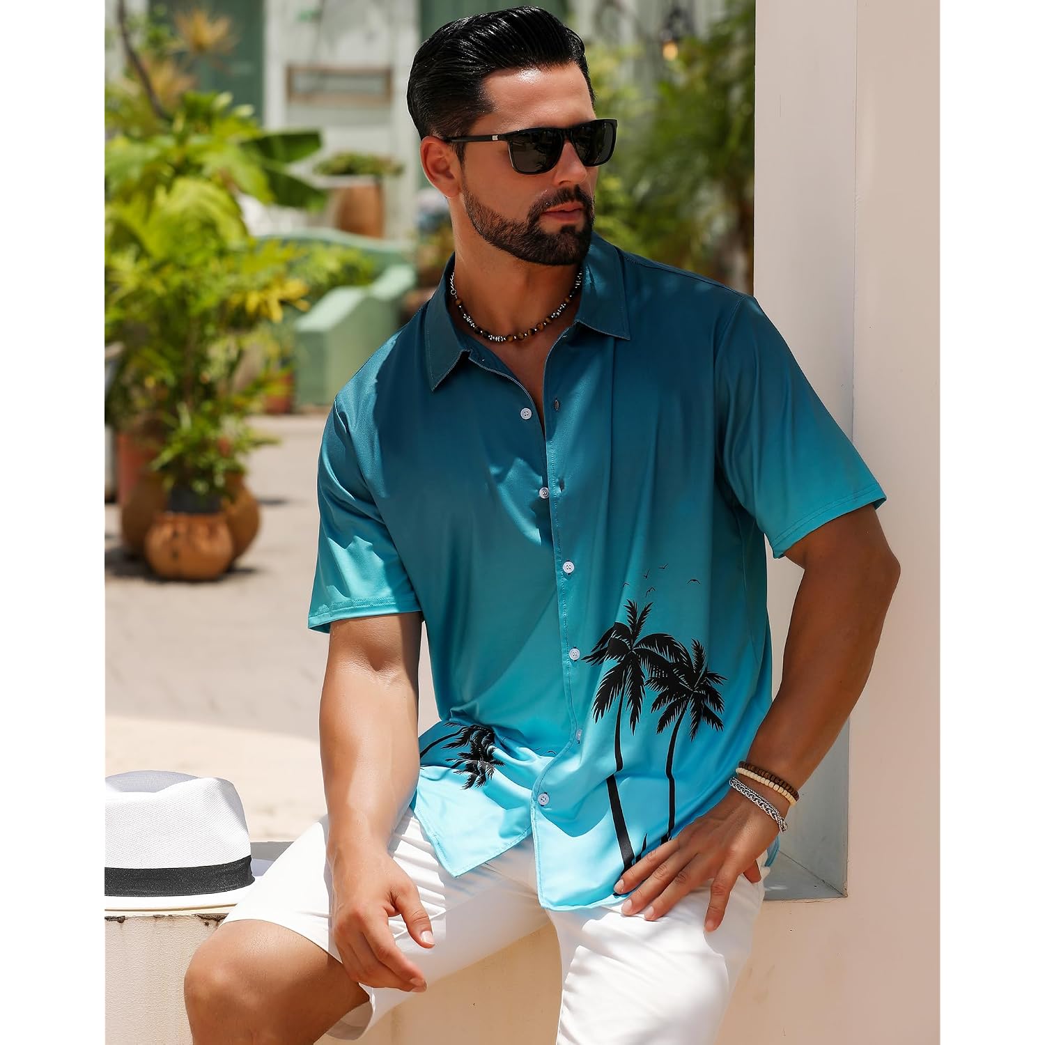 Zeetoo Men'S Hawaiian Shirts Short Sleeve Wrinkle Free Button Down Tropical Floral Holiday Beach Shirt