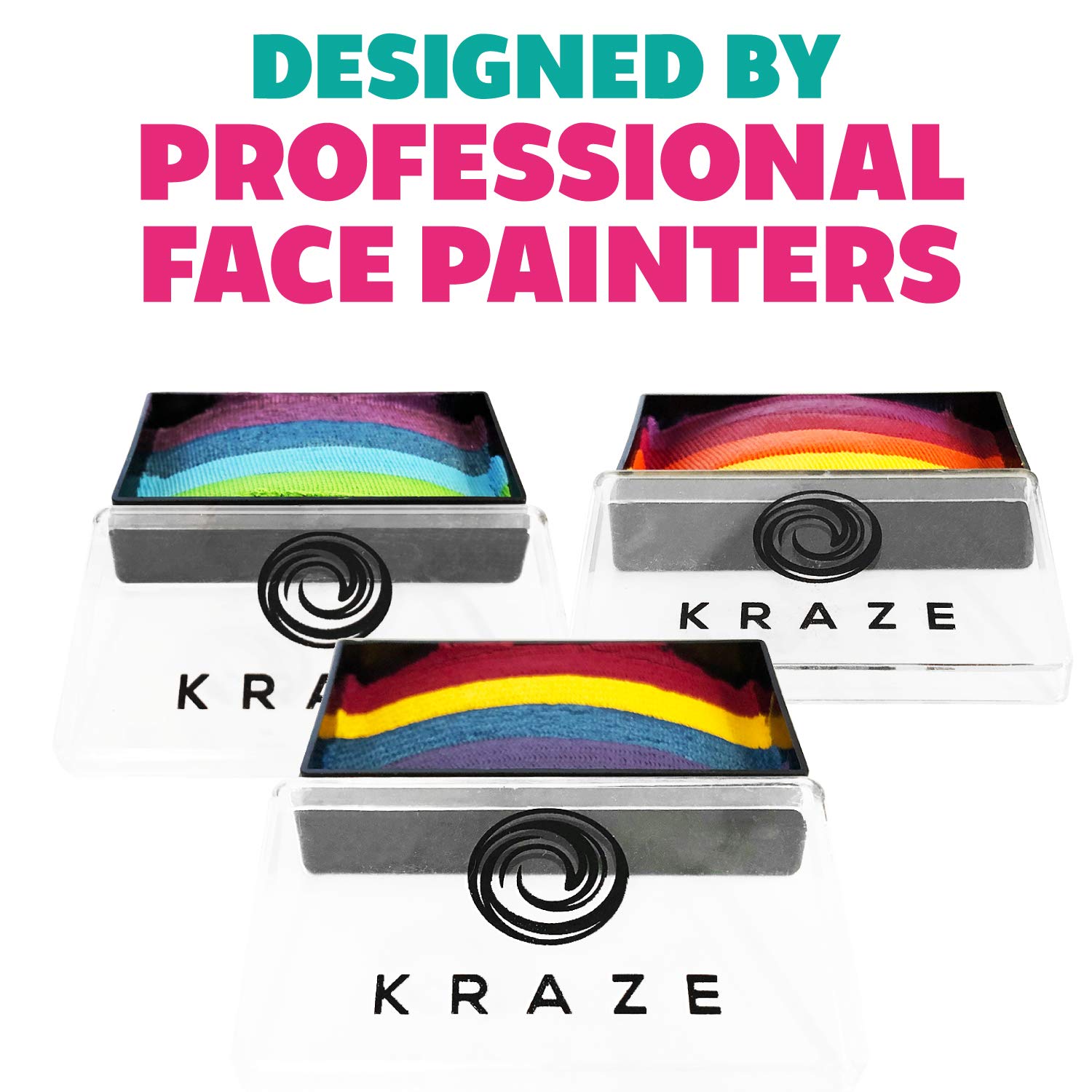 Kraze FX Dome Stroke - Candy Land (25 gm), Professional 1-Stroke Split Cake, Hypoallergenic, Non-Toxic, Water Activated Face & Body Painting Makeup Supplies for Adults