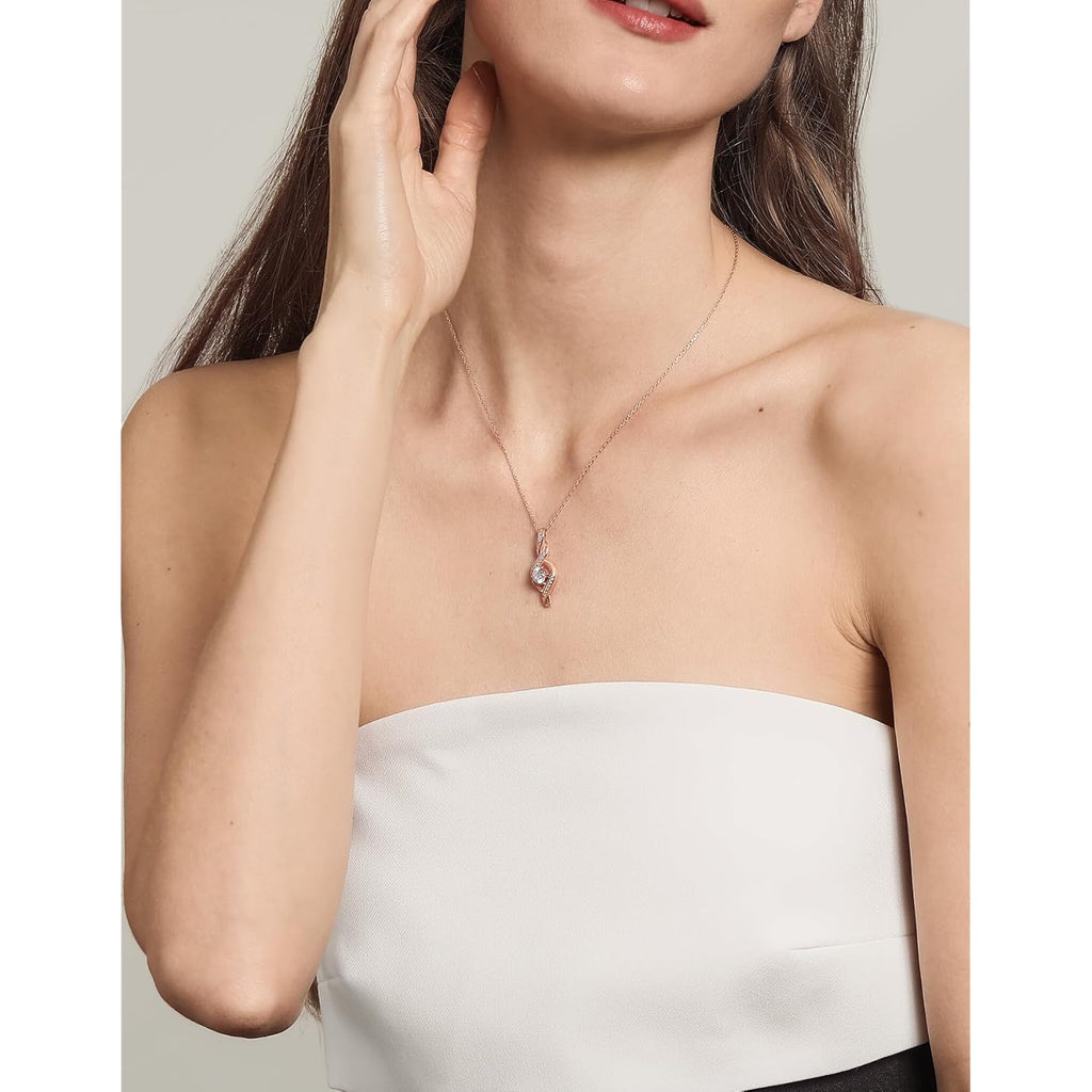 Diamond Necklace for Women, 0.85 Carat 14K Gold Plated 925 Sterling Silver IGI Certified LAB GROWN Diamond Necklaces(D-E Color, VS Clarity)