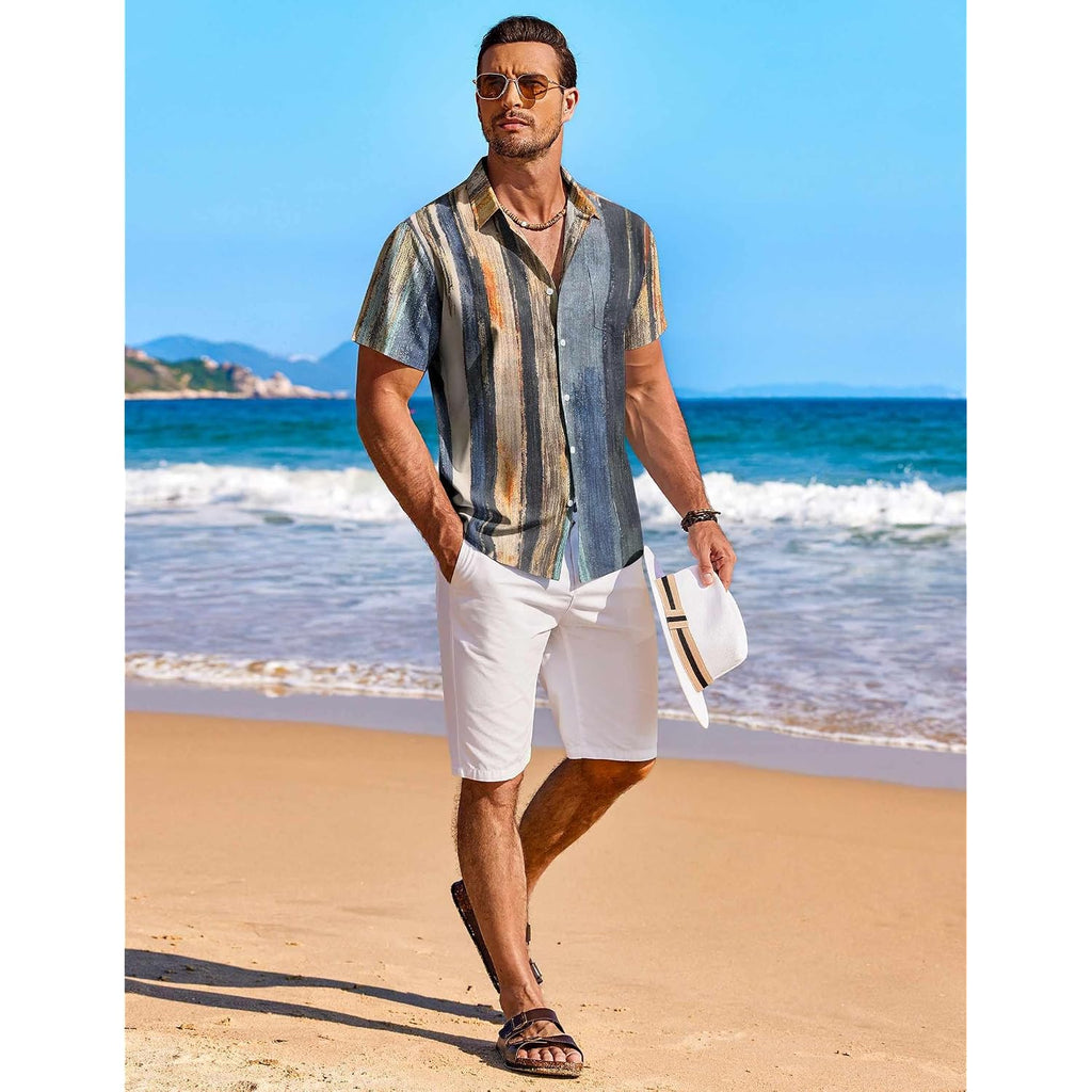 Coofandy Men'S Hawaiian Shirt Short Sleeve Floral Button Down Shirts Tropical Holiday Beach Shirts