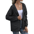 Women'S Waterproof Raincoat Lightweight Rain Jacket Hooded Windbreaker With Pockets For Outdoor