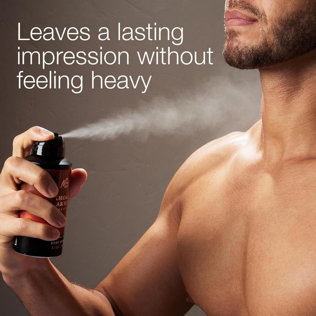 Bath & Body Works Body Spray For Men, Mahogany Teakwood Scent, Men’S Spray With Long-Lasting Personal Fragrance, Warm Woodsy & Masculine Scent, 3.7 Oz - 1 Pack
