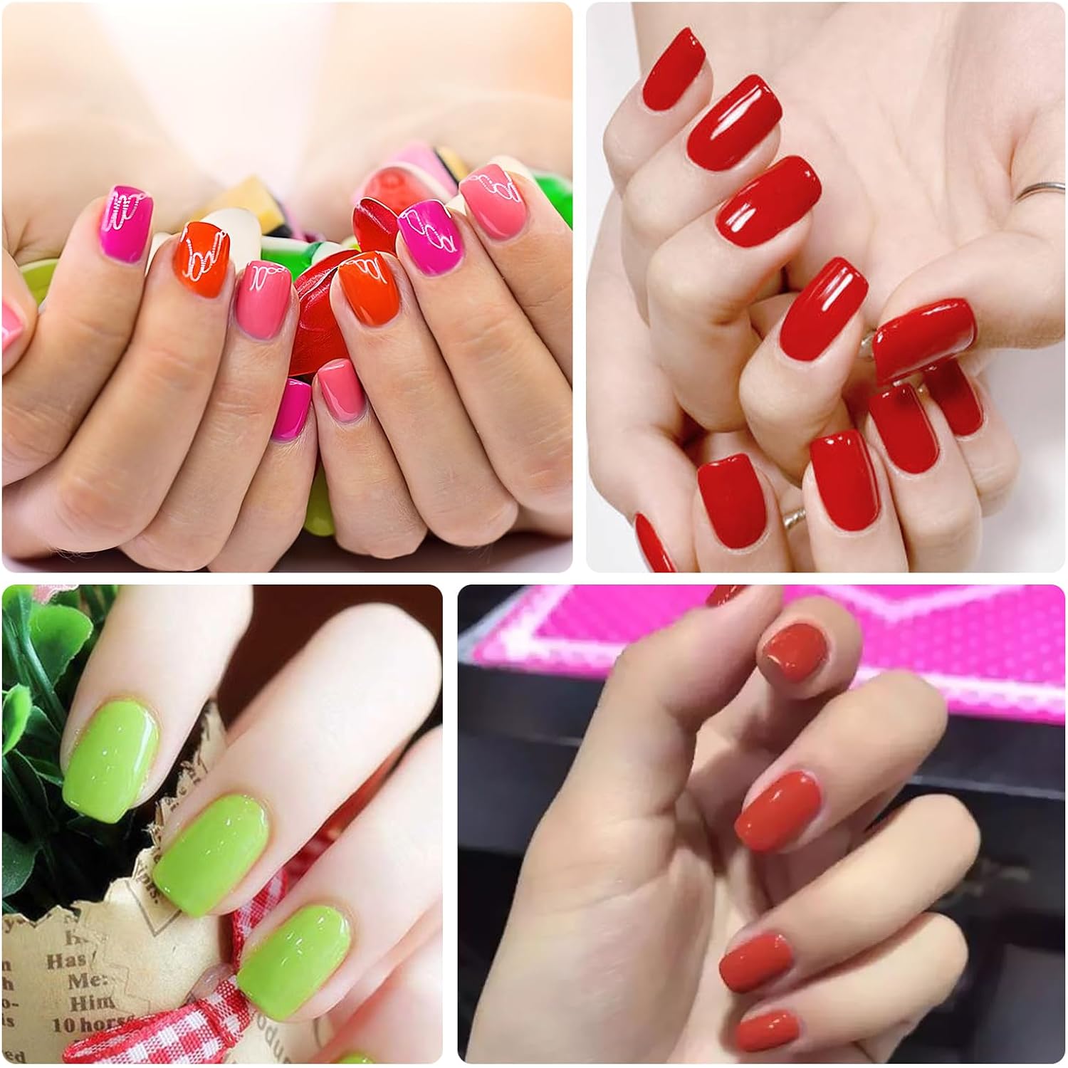 14 Sheets Fluorescence Solid Color Nail Polish Strips Stickers Self-Adhesive Vibrant Color Nail Wraps for Short Nails Nail Stickers Full Nail Wraps for Women Nail Art