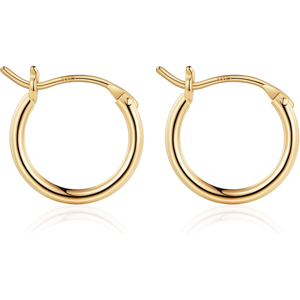 M MOOHAM Gold Plated Hoop Earrings for Women - Hypoallergenic 14K Gold Plated Hoops Earrings Set for Sensitive Ears Earring Stack for Women Trendy Jewelry Gifts Lightweight 13-60mm