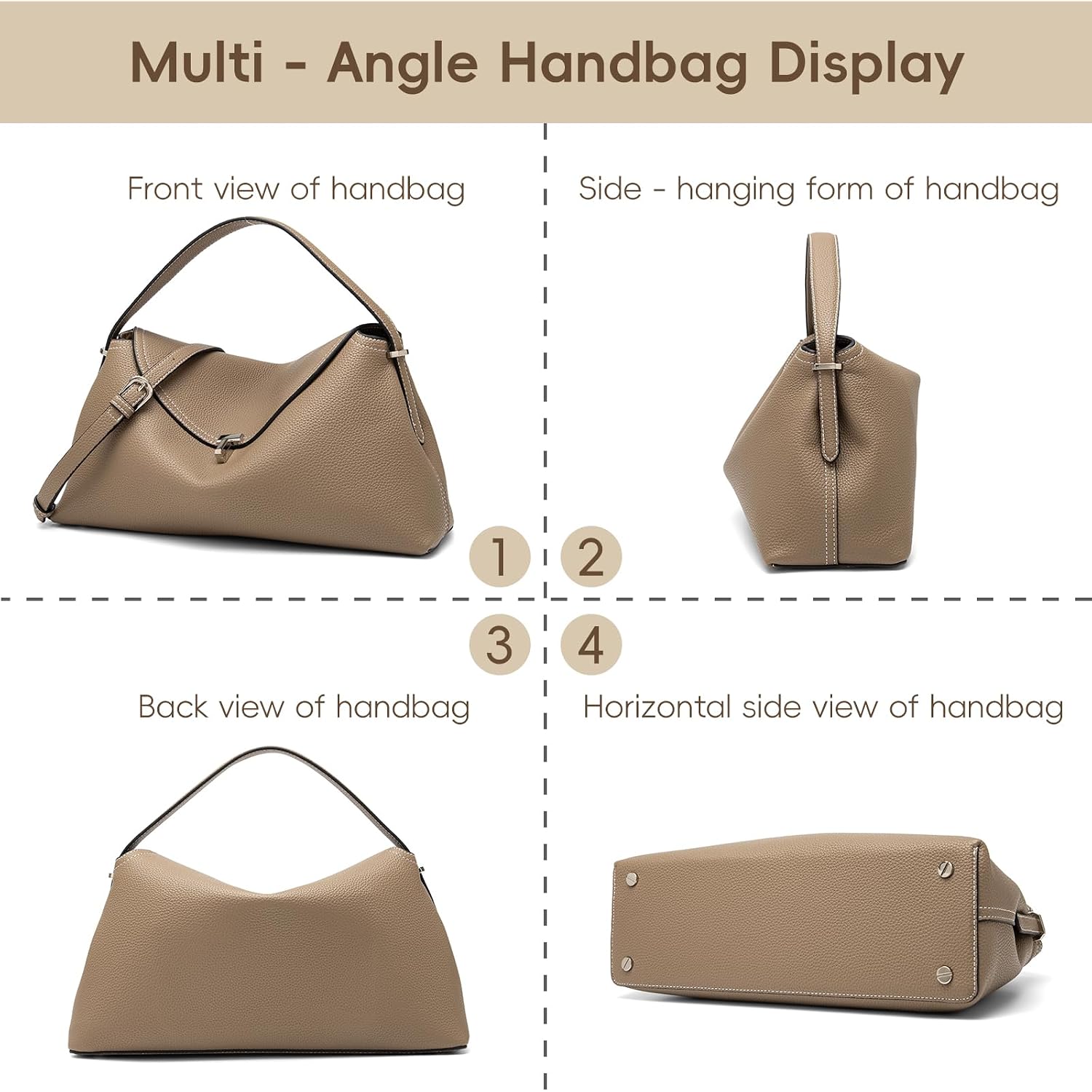 Leather Crossbody Bag For Women, Multiple Compartments For Everyday & Travel