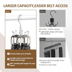 Belt Organizer For Closet, Heavy-Duty Rotating Belt Hanger Tie Rack Holds Up To 24 Belts, Hanging Space Saving Metal Belt Holder For Closet Storage