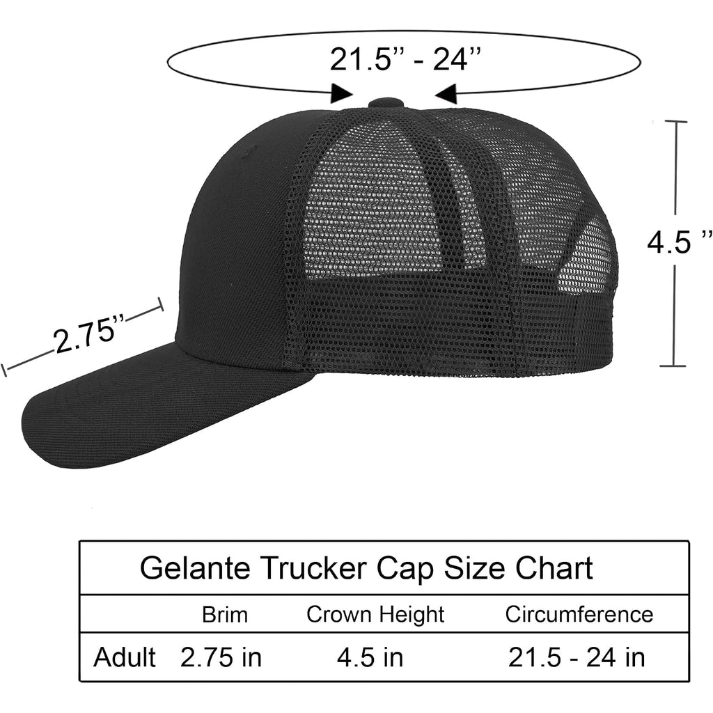 Gelante Mesh Trucker Baseball Cap Snapback Hat Structured Front Panel Black