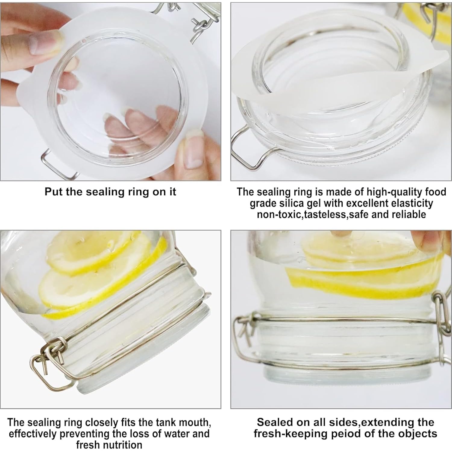 3.75 Inches Diameter Rubber Seals for Glass Jars, 6 Pcs Food Grade Airtight Replacemen Silicone Jar Gaskets, Leakproof Gasket Sealing Rings for Canning Mason Jars, Fits Most Sizes (White and Orange)