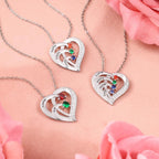 925 Sterling Silver Personalized Name Mom Necklace with 2-6 Heart Birthstones Custom Name Mother Chain Pendant Mother Day Christmas Gifts for Women Mom Grandma Wife