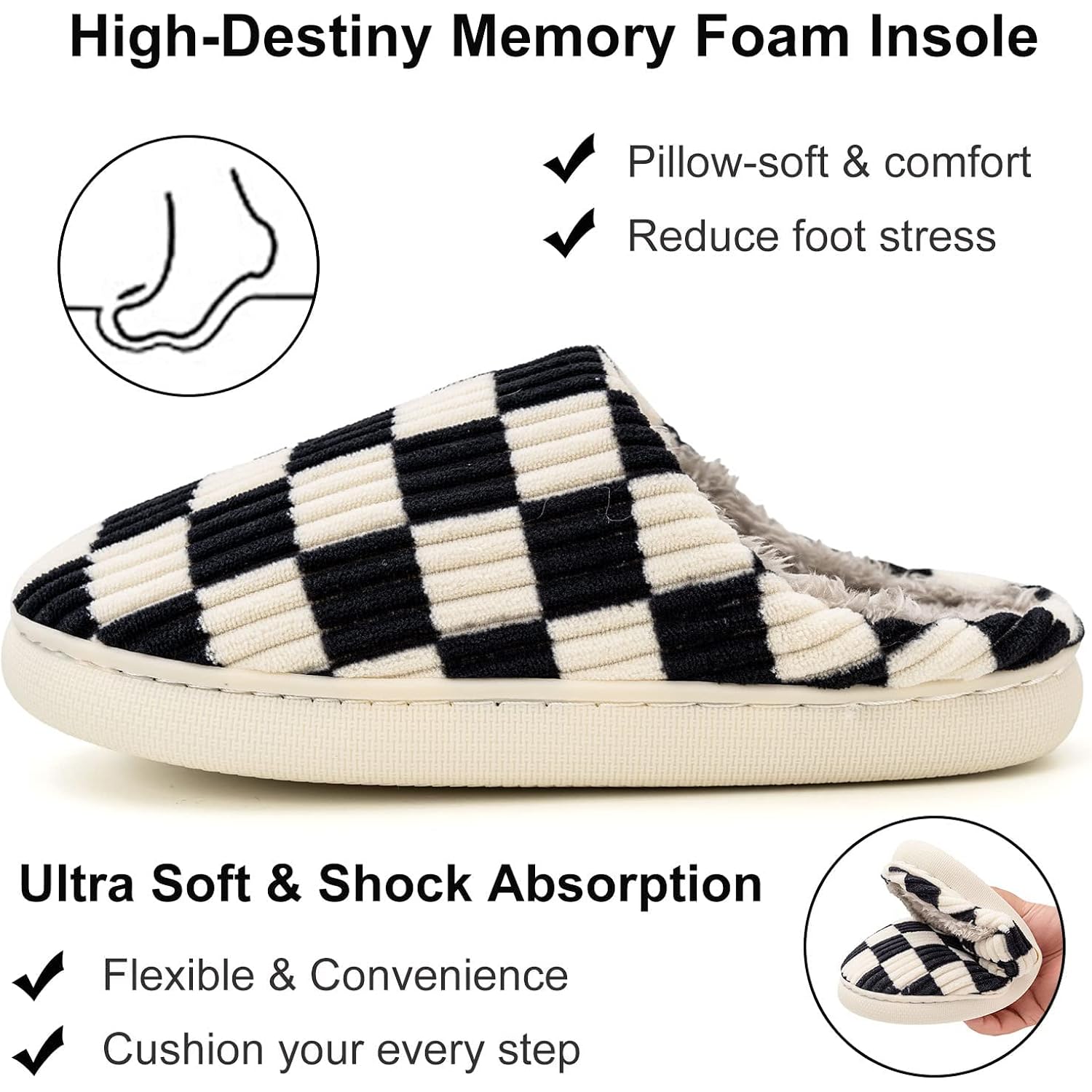 House Slippers For Women & Men - Fuzzy, Casual Indoor/Outdoor Shoes With Memory Foam & Faux Fur Lining