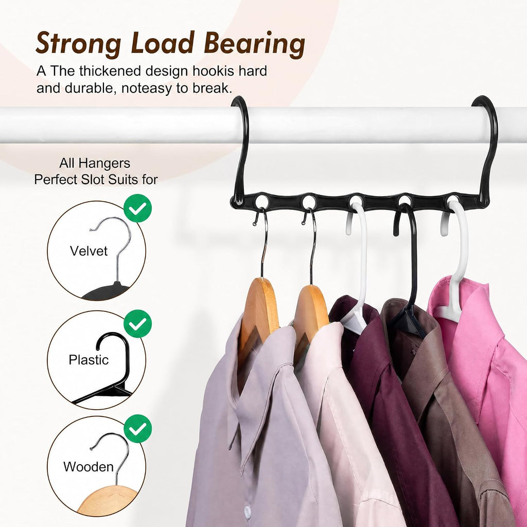 House Day 10 Pack Space Saving Hangers, Black, Premium Smart Hanger, Closet Organizers And Storage, Sturdy Cascading Hangers With 5 Holes For Heavy Clothes, College Dorm Room Essentials