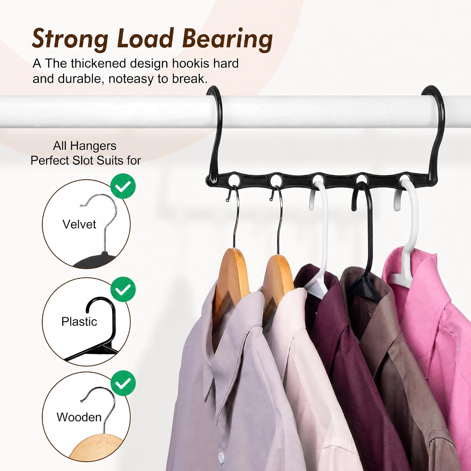 House Day 10 Pack Space Saving Hangers, Black, Premium Smart Hanger, Closet Organizers And Storage, Sturdy Cascading Hangers With 5 Holes For Heavy Clothes, College Dorm Room Essentials
