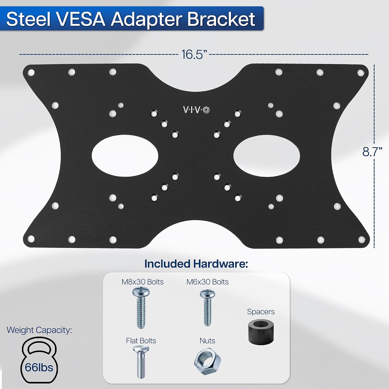 Vivo Steel Vesa Lcd Led Tv Mount Adapter Plate Bracket For Screens 32 To 55 Inches, Conversion Kit For Vesa 50X50-100X100 To 200X100-400X200, Mount-Ad4X2