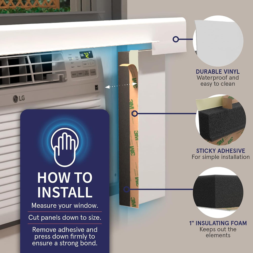 Surround Insulation Side Panels White For Window Ac Unit Indoor Air Conditioner Cover For Winter And Summer