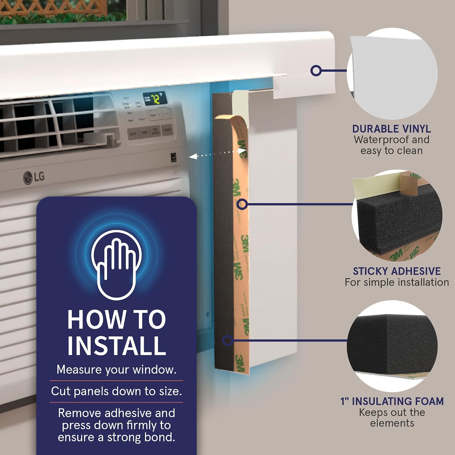 Surround Insulation Side Panels White For Window Ac Unit Indoor Air Conditioner Cover For Winter And Summer