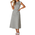 Glamaker Women Summer Tshirt Midi Dress Soft A Line Cap Sleeve Casual Sun Dress For Work Beach Vacation