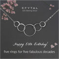 EFYTAL 50th Birthday Gifts for Her, Classy Sterling Silver 5 Circle Necklace, Clever 1975 50th Birthday Gifts for Women, 50 and fabulous