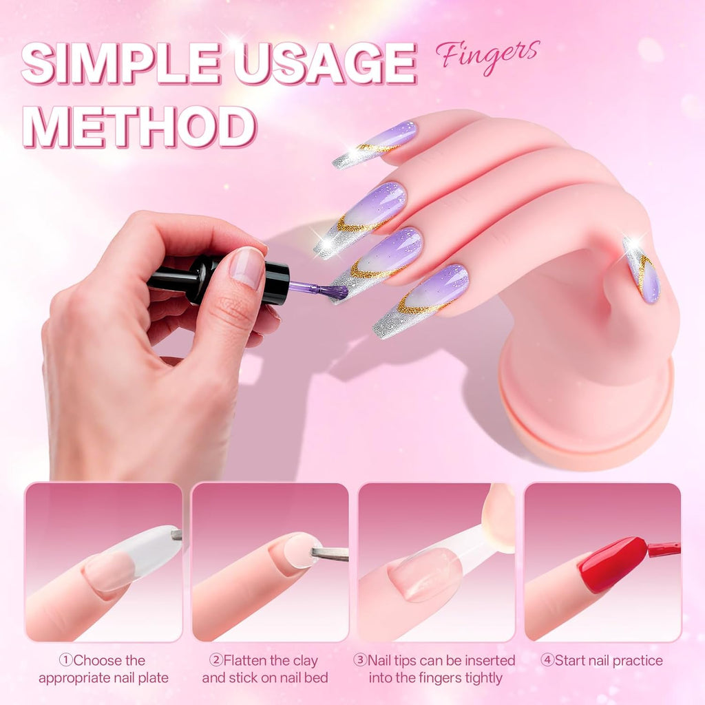 Buqikma Nail Practice Hand for Acrylic Nails, Mannequin Hand for Nails Practice, Flexible Bendable Fake Hand Manicure Nail Practice Hand 1Pcs