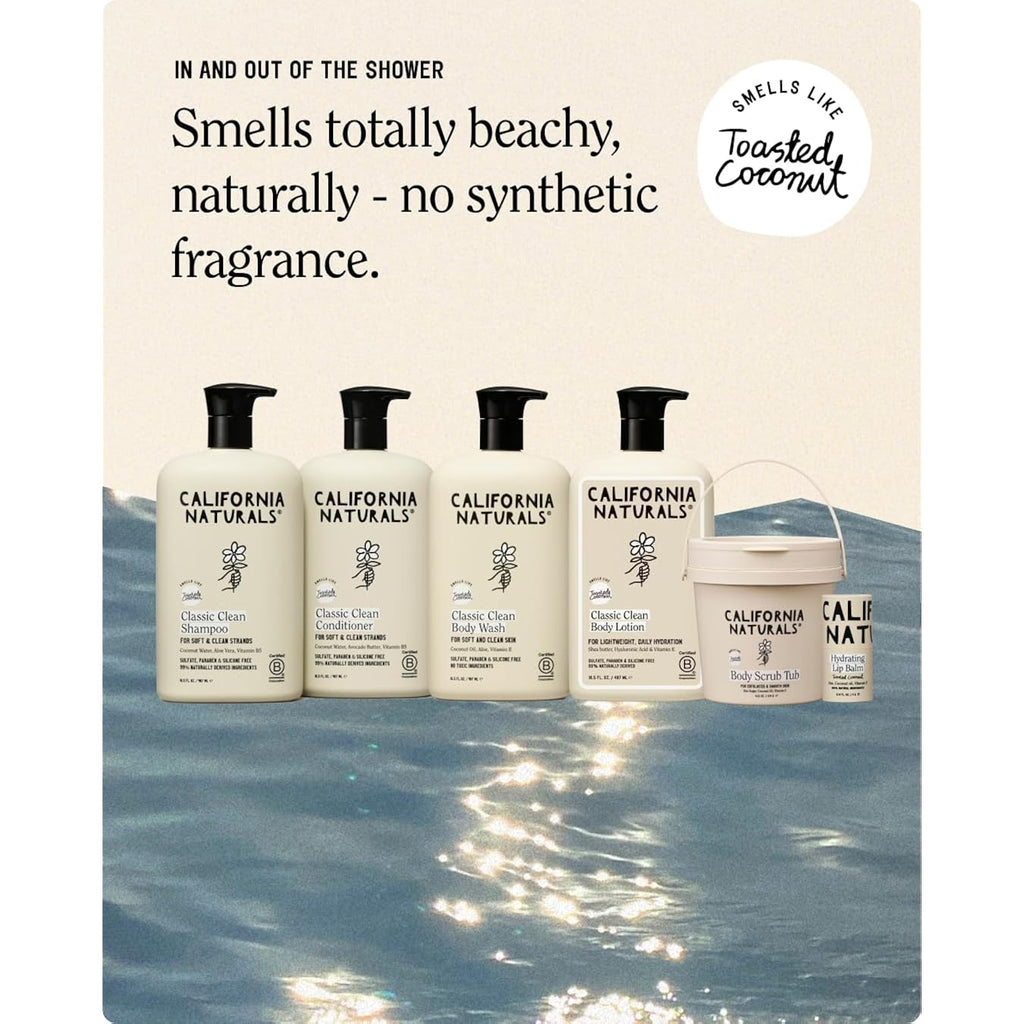 California Naturals Classic Clean Body Lotion For Dry Skin, Moisturizing, Lightweight With Shea Butter, Naturally Scented, Vegan, Sulfate, Paraben & Phthalate Free, Toasted Coconut, 16.5 Oz
