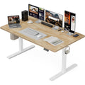 55X32 Extra-Deep Electric Standing Desk, Wide Desktop Fits 49" Ultrawide Monitor+Dual Screens, 176 Lbs Capacity, 2 Memory Presets, Anti Collision, Computer Desk For Home Office & Gaming, Oak