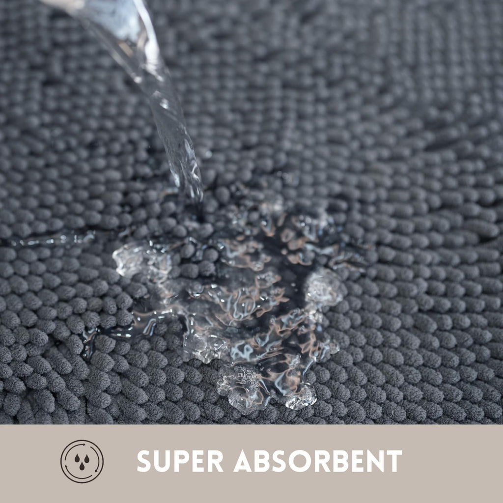 Bathroom Rug Sets 2 Piece, Extra Thick And Absorbent, Non-Slip, Machine Washable, Dry Quckily, Soft Cozy Plush, Used Under Shower Bathtub And Sink, Dark Grey