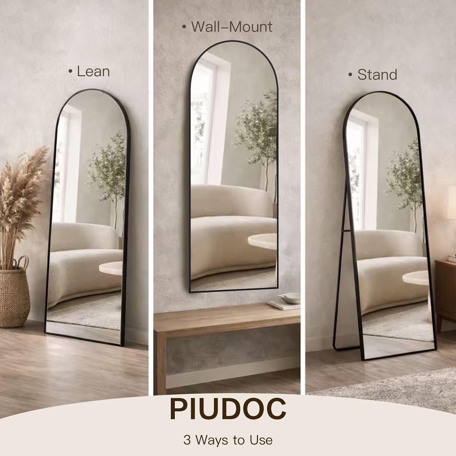 71"X32"Floor Mirror Full Length,Arched Full Length Mirror With Stand,Full Body Mirror,Hanging Or Large Leaning For Bedroom Living Room Black