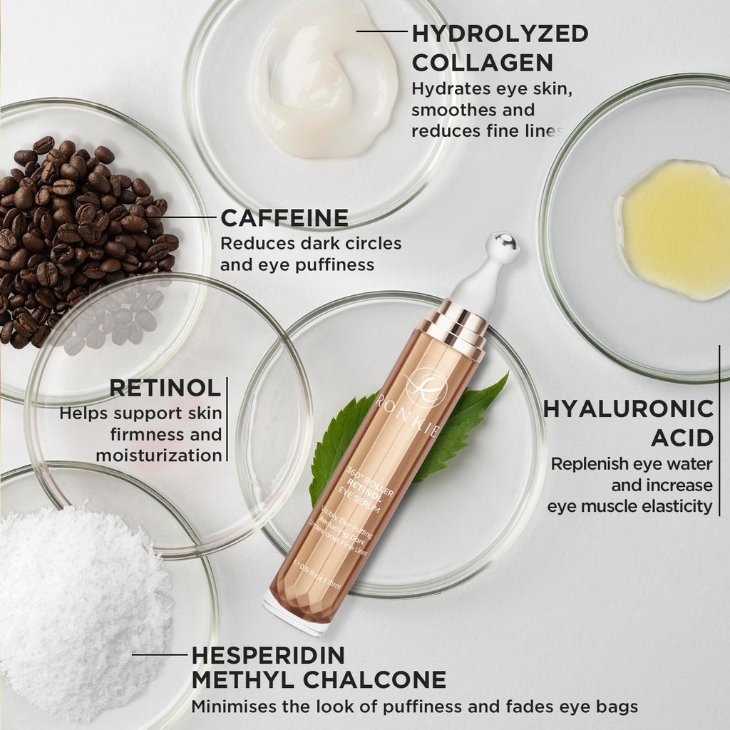 Ronkie Eye Cream For Dark Circles: Under Eye Cream With Retinol Caffeine - Reduces Under Eye Bags And Fine Lines (Gold, 15Ml)