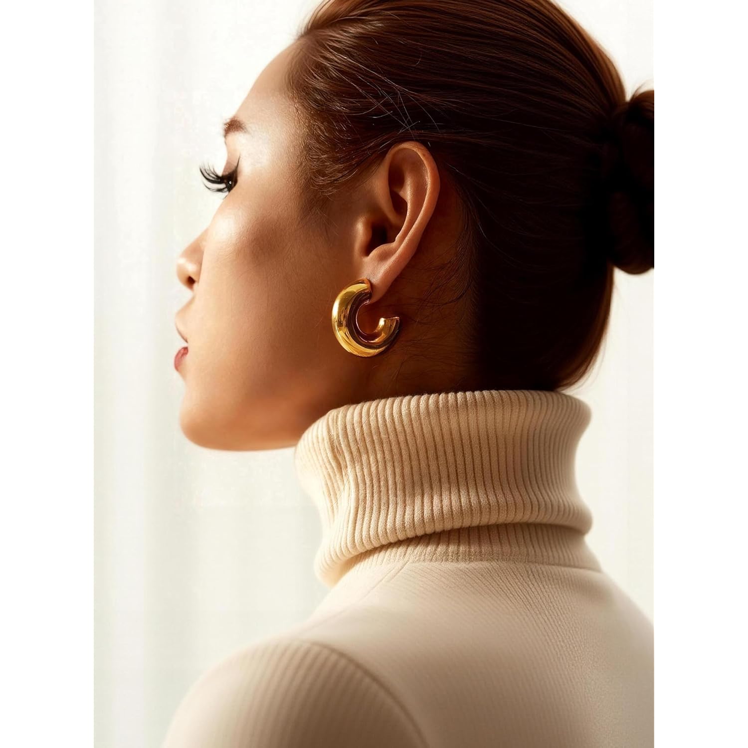 10 Pairs Chunky Gold Earrings for Women, Hypoallergenic Statement Hoops Earring for Multipack, Trendy Gold Chunky Hoop Earrings Jewelry for Gift