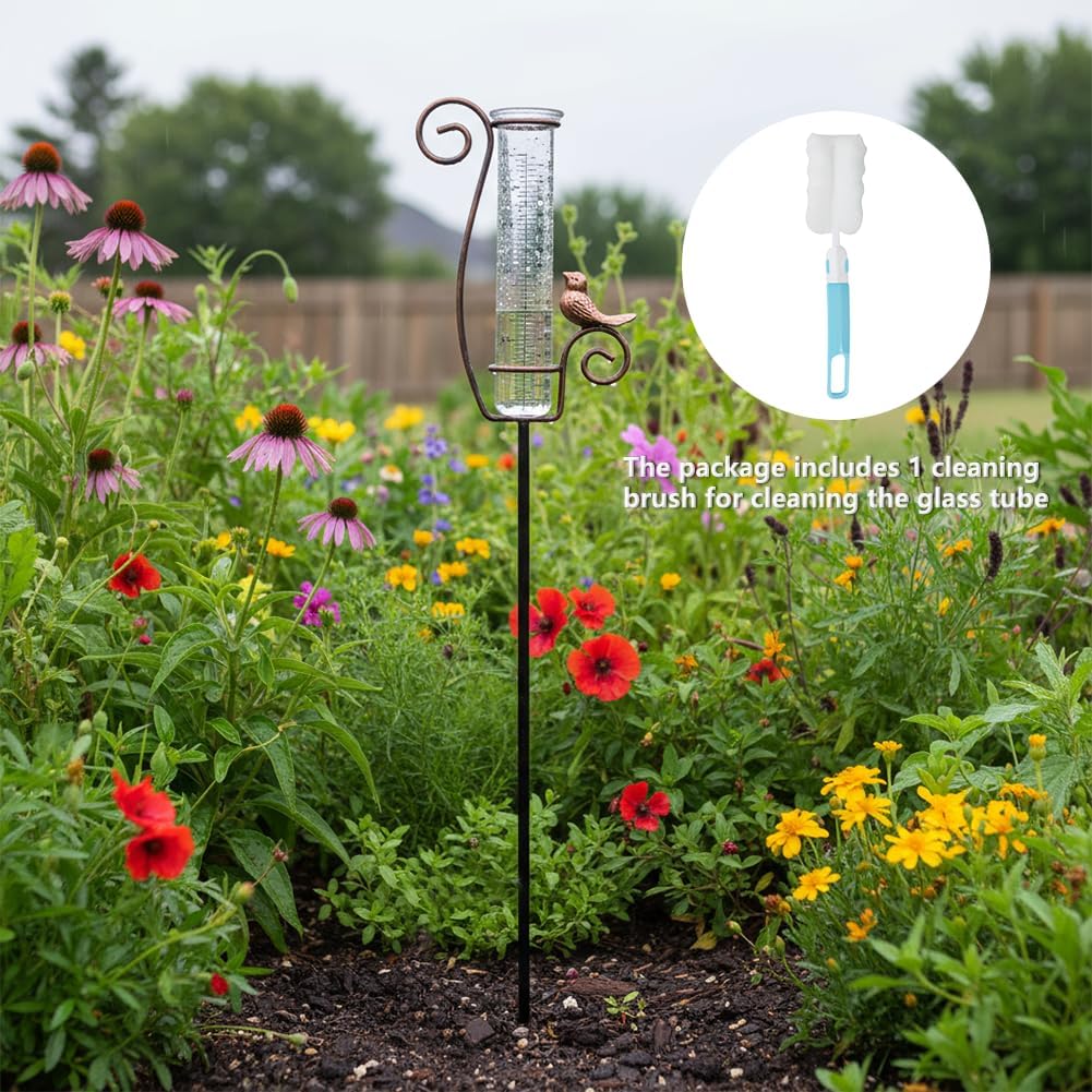 Rain Gauge Outdoor, 7 Inch Rain Gauges For Measuring Precipitation | Glass Tube, For Garden Yard Decor