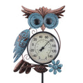 Outdoor Thermometer, Owl Outside Decor For Patio, Yard And Garden | No Battery Needed Garden Stake Wall Art Gifts Idea Waterproof
