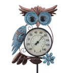 Outdoor Thermometer, Owl Outside Decor For Patio, Yard And Garden | No Battery Needed Garden Stake Wall Art Gifts Idea Waterproof
