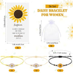 Huquary 36 Set Mother's Day Inspirational Gifts Bulk Sunflower Bracelets for Women with Thank You Cards for Mom Employee Friend Daisy Sunshine Party Favors