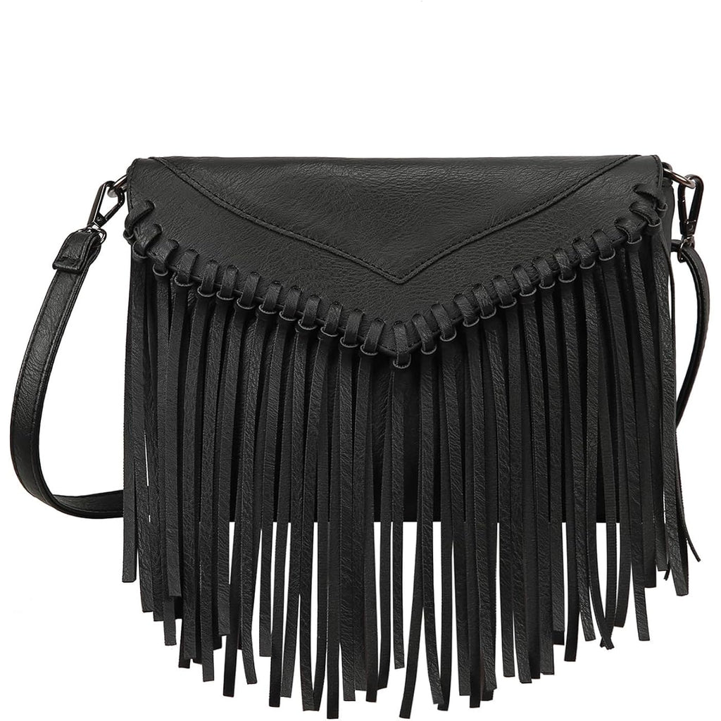 Hde Women'S Pu Leather Hobo Fringe Crossbody Tassel Purse Vintage Flap Envelope Handbag Western Sling Shoulder Bag