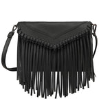 Hde Women'S Pu Leather Hobo Fringe Crossbody Tassel Purse Vintage Flap Envelope Handbag Western Sling Shoulder Bag