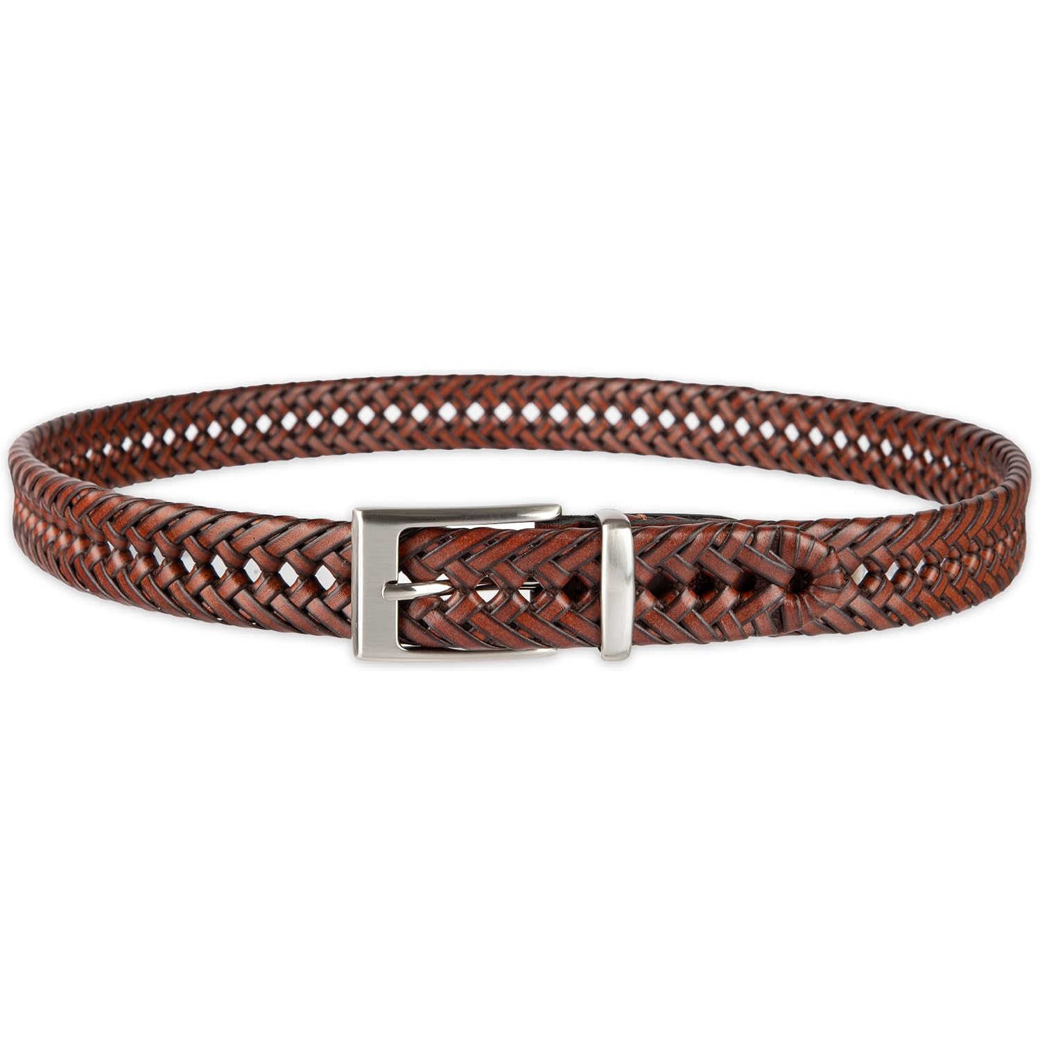 Dockers Men'S Braided Leather Belt, Fully Adjustable Casual Strap For Everyday Wear