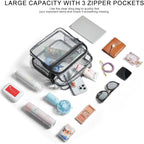 Clear Bag For Stadium Events 12X6X12 Clear Purse With 3-Zipper Pockets Crossbody Handbag Tote For Concerts Sports
