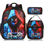 Boys Backpack With Lunch Box And Pencil Case, 3Pcs Gamer Backpack For Boys Teens, 17 Inch Large Capacity