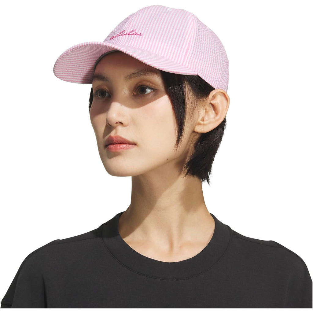 adidas Women's Saturday Hat – Relaxed Fit Strapback Baseball Cap Tropic Bloom/Pink Fusion/Seersucker