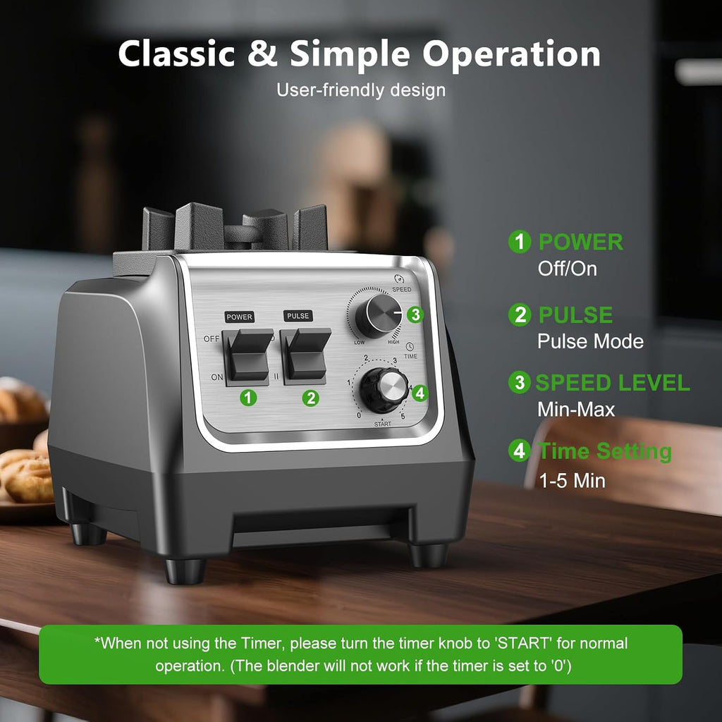 H-Duka 1800W Blender For Smoothies, 70Oz Pitcher & 20Oz Grinder, 28000 Rpm High Speed Countertop Blender For Kitchen For Ice Crushing, Frozen Fruits & Nut Butter, 1-5 Min Timer, Multiple Speeds