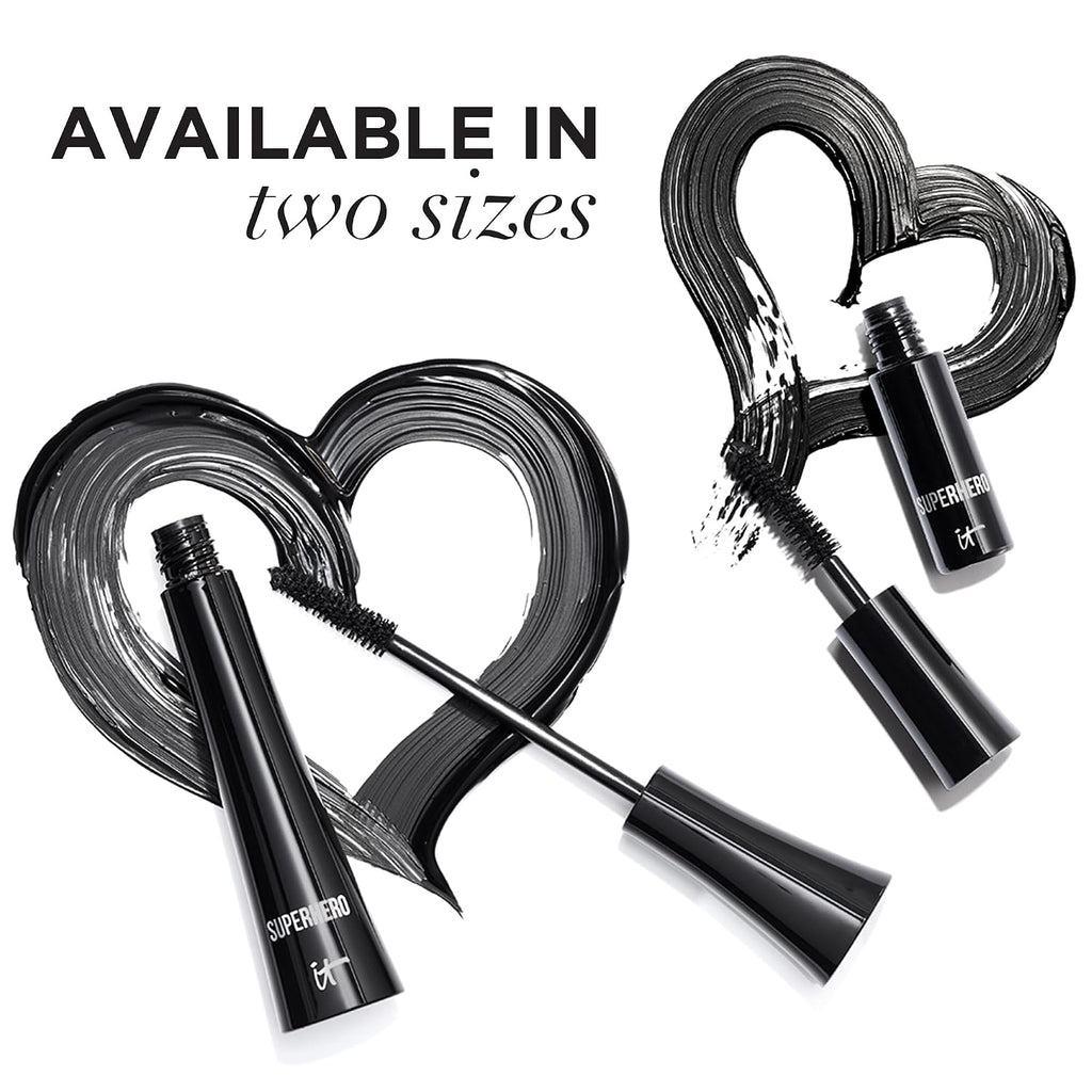 It Cosmetics Superhero Mascara Black – Volumizing & Lengthening, Buildable Volume, Hydrolyzed Collagen, Biotin, Peptides, Lifting & Curling Formula, Super Black Pigment, Suitable For Sensitive Eyes