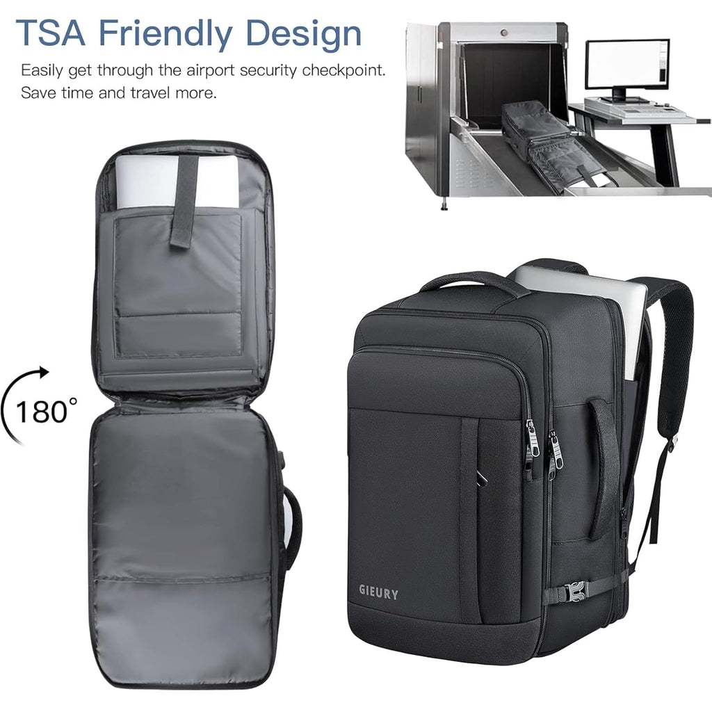Tsa Flight Approved Laptop Backpack, 50L Expandable Carry On Backpack