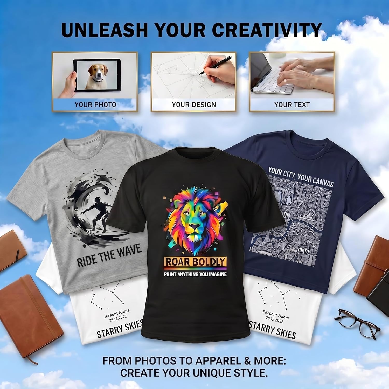 Bulk Custom T Shirts With Your Text Logo Photo, Personalized T Shirt For Men Women Black Cotton T-Shirts Custom Gifts