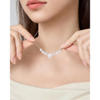 Moissanite Necklace for Women, 1.7-7.6 Carat Heart Necklace Engraved 'I LOVE YOU' Gift for Wife, Wedding Anniversary Birthday Gifts for Women, Jewelry Gifts for Her Wife Mom Girlfriend Lady